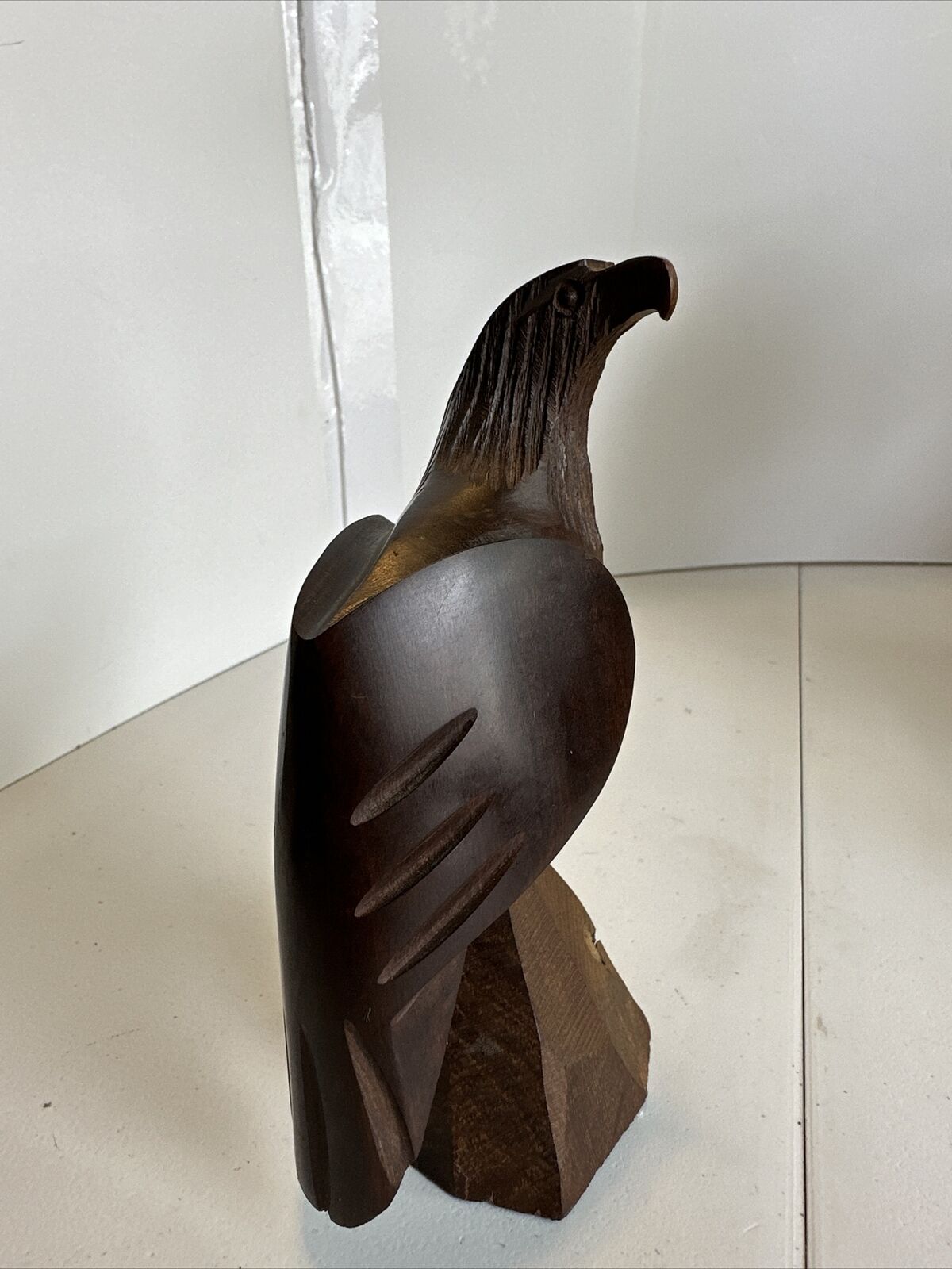 Vintage Hand Carved Ironwood Falcon Hawk Eagle Bird Of Prey  6.5” By 3.5” Decor
