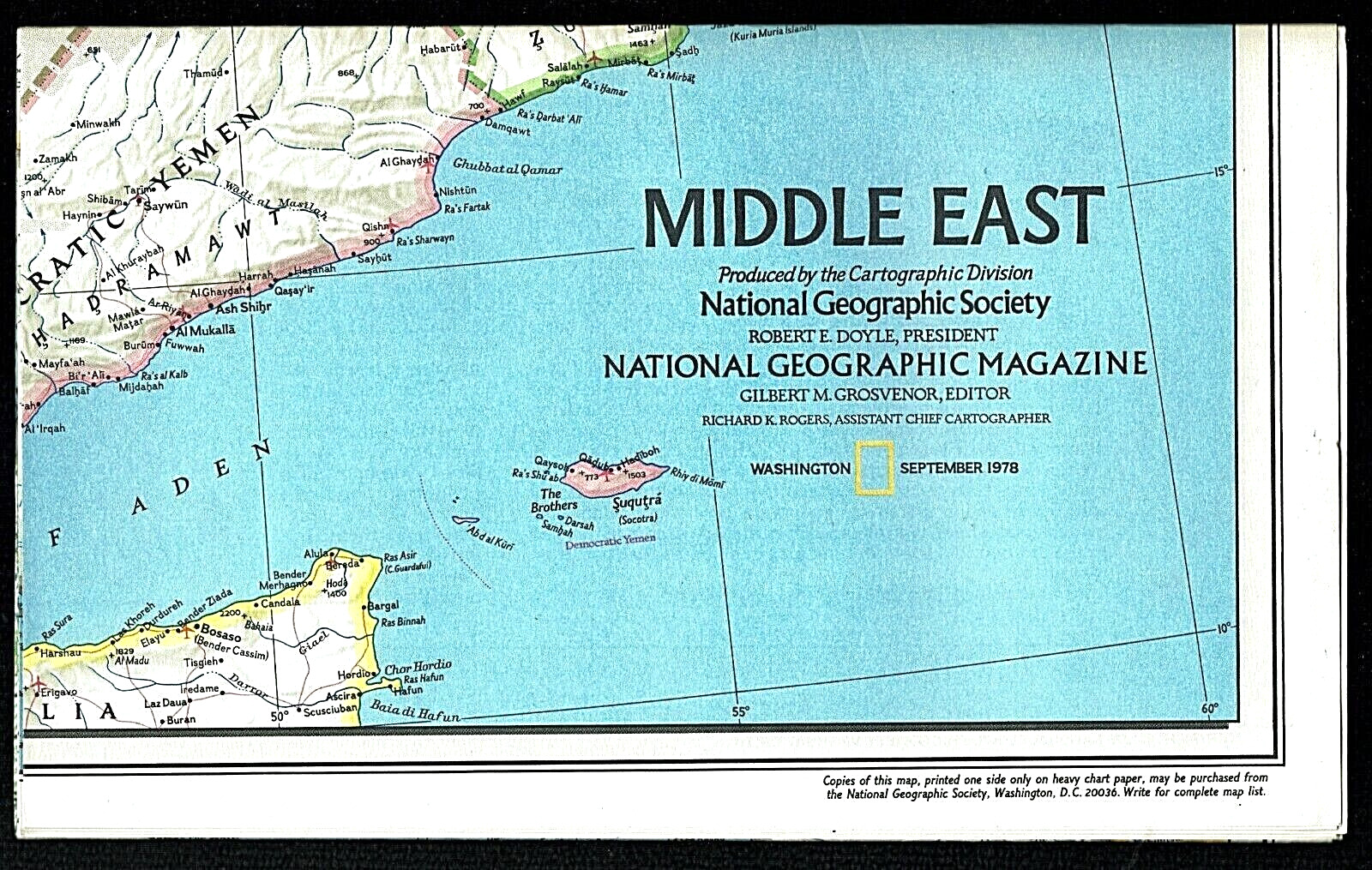 ⫸ 1978-9 September MIDDLE EAST & EARLY CIVILIZATIONS National Geographic Map A3 
