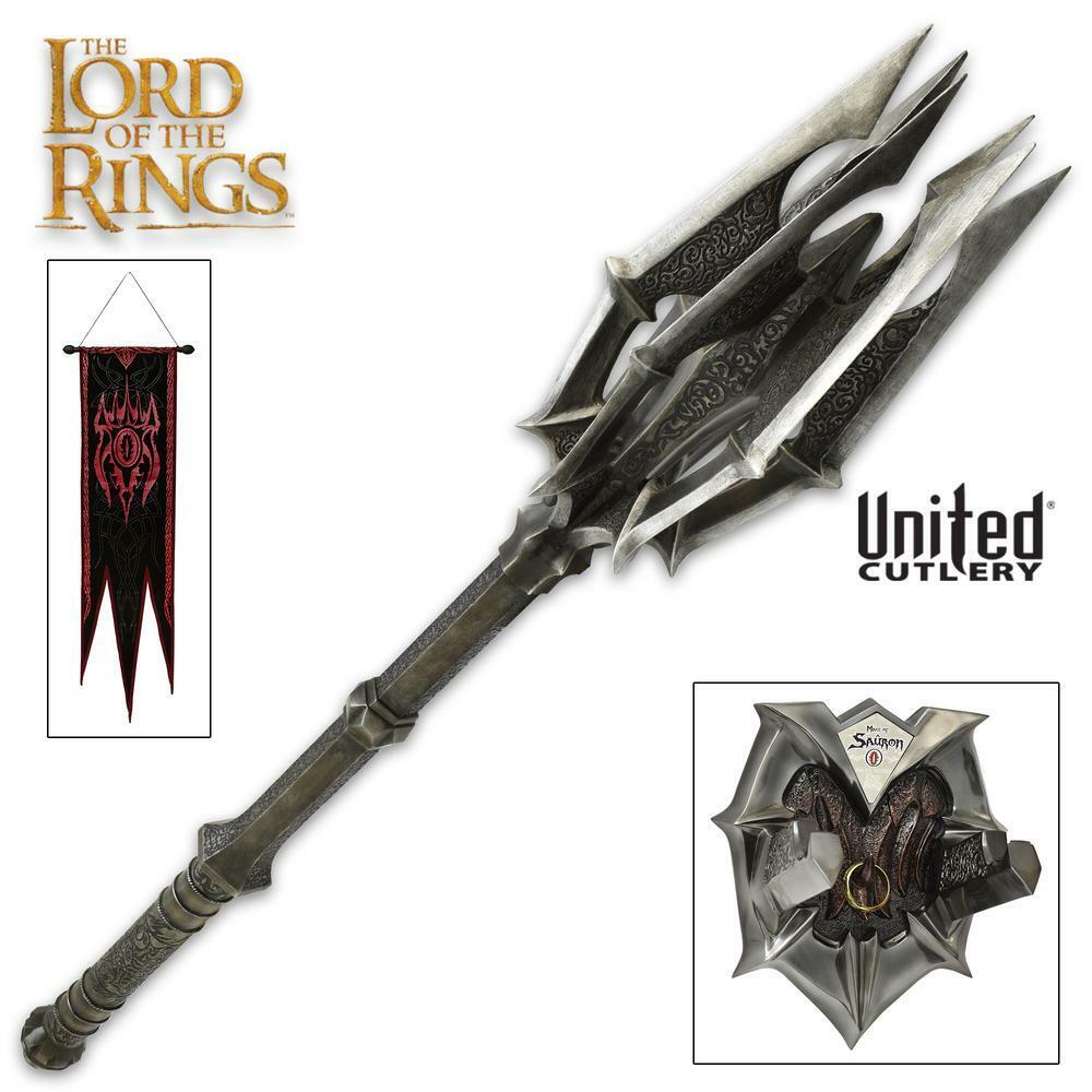 Officially Licensed Lord Of The Rings Mace Of Sauron & Ring Red Eye Edition LOTR