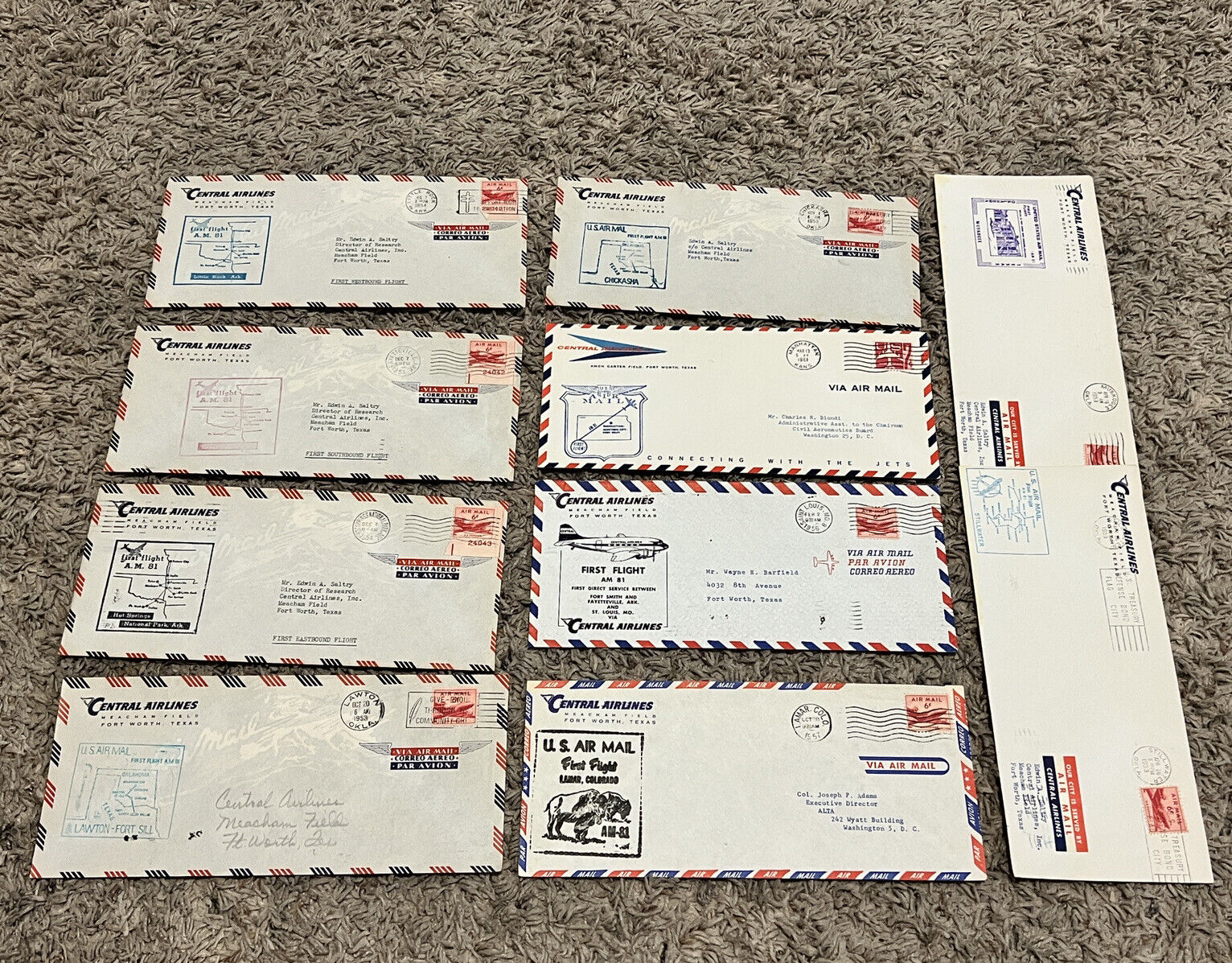 EARLY CENTRAL AIRLINES LOT OF 10 DIFFERENT COVERS, NO DUPLICATION #2