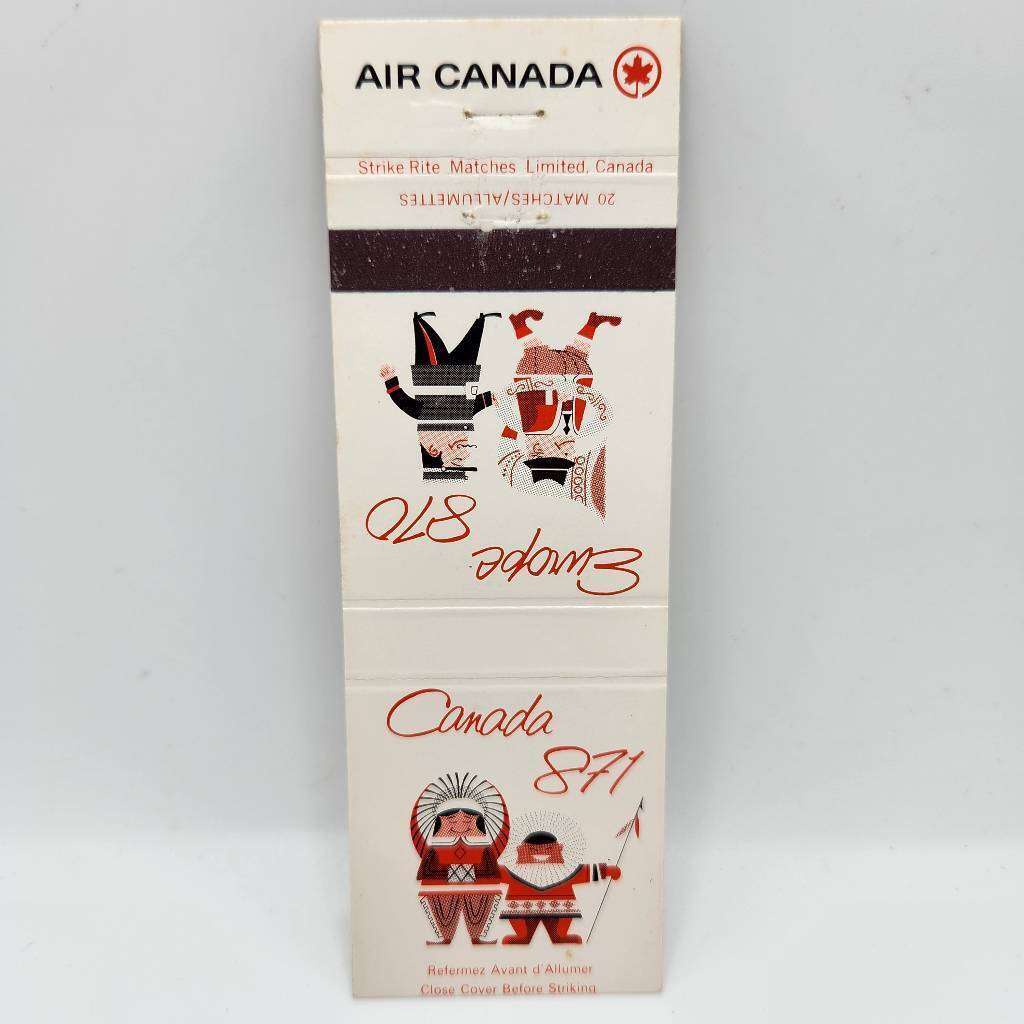 Vintage Matchbook Air Canada Europe 870 Canada 871 c.1965
