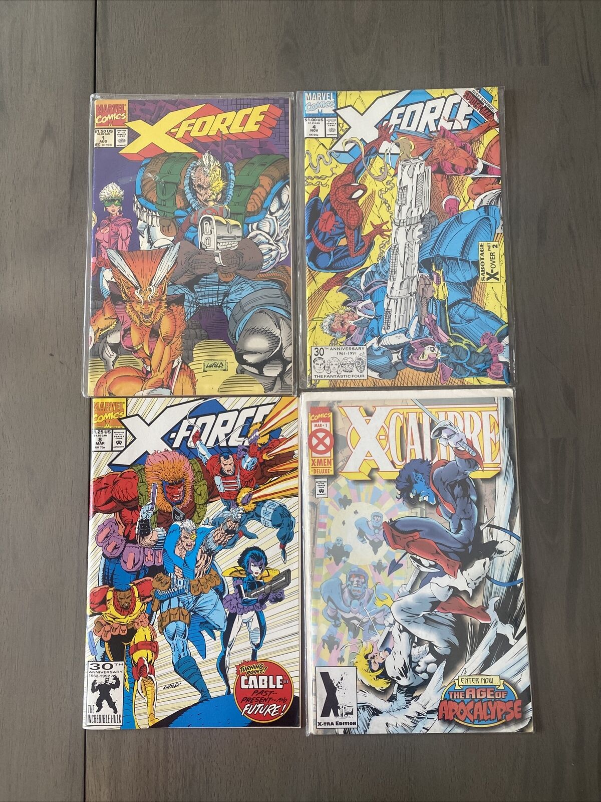 Vintage 1990s Marvel Comics X-FORCE - Lot of 4 - #1,4,8 & X-Tra Edition