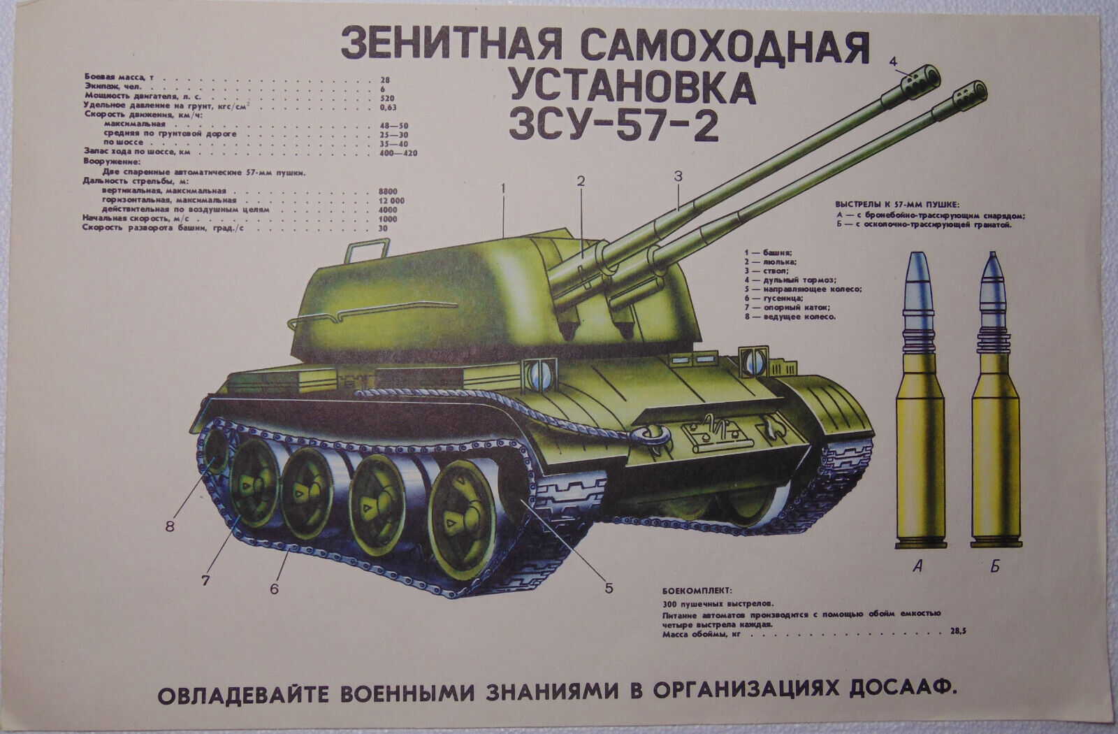 Original Anti Aircraft vehicle ZSU-57-2 Poster Soviet army Military Object 500