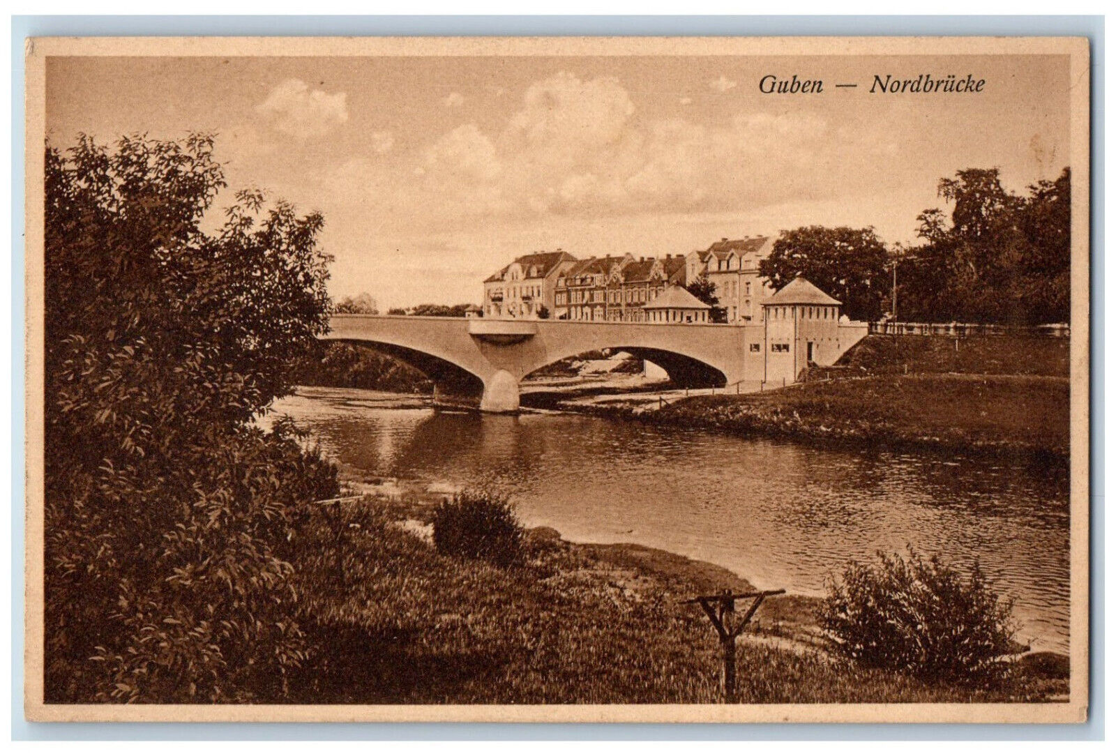 Guben Brandenburg Germany Postcard North Bridge c1910 Posted Antique