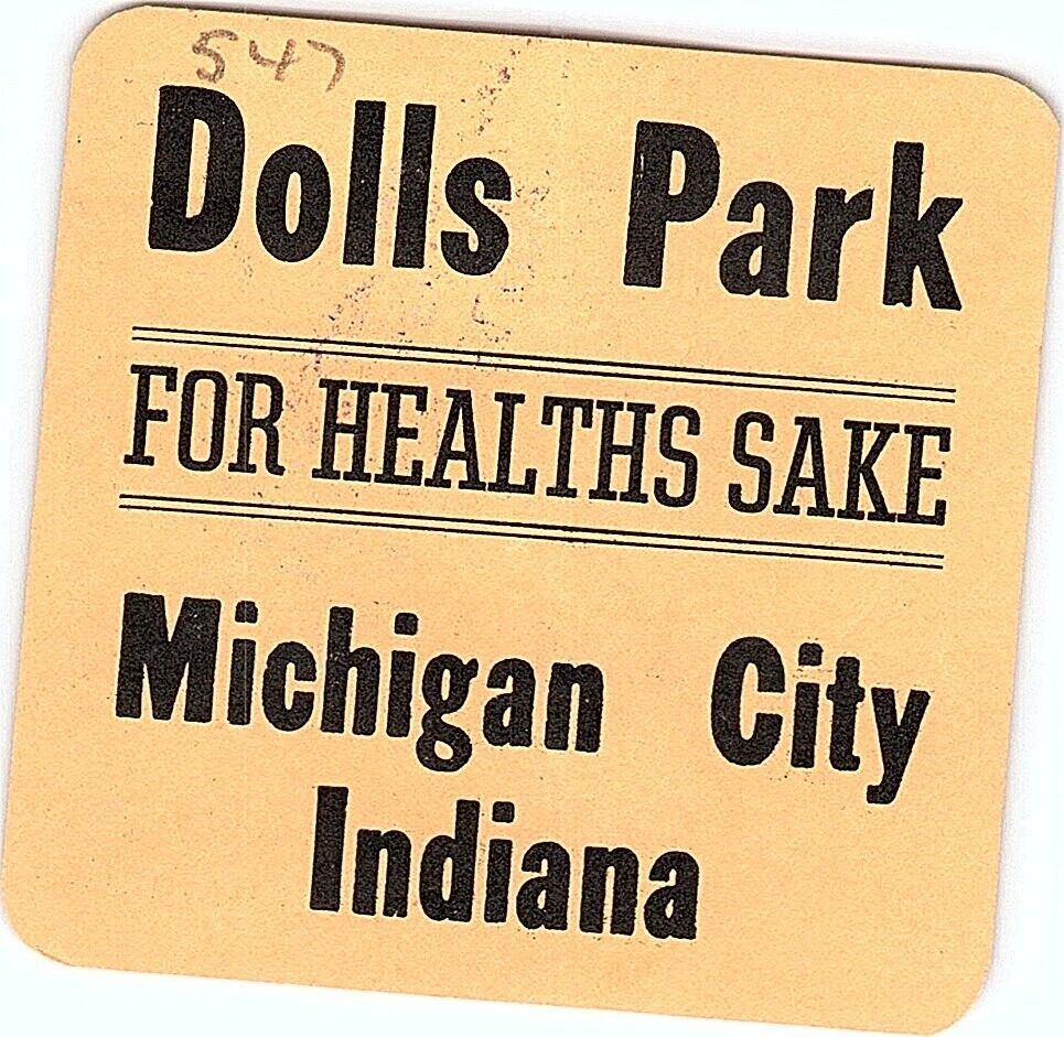 Dolls Park Vintage Roller Skating Rink Sticker Label Michigan City IN s18