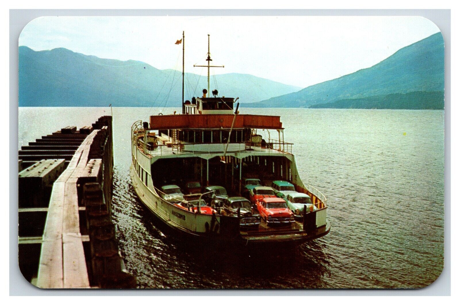 MV Anscomb Ferry Kootenay Lake Nelson British Columbia UNP Chrome Postcard S15