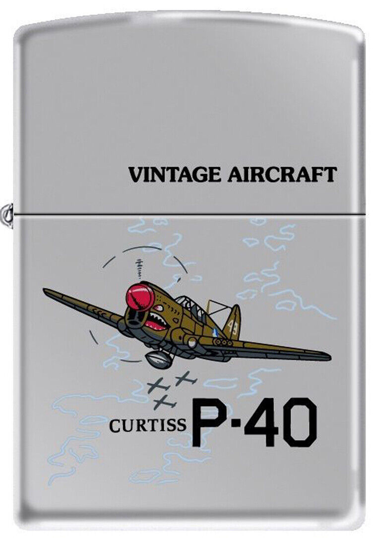 US Army P40 Curtiss WWII USN Vintage Military Aircraft Chrome Zippo Lighter
