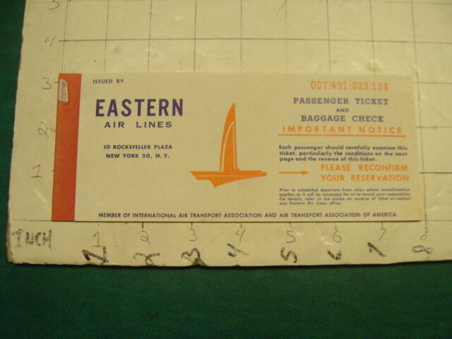 Orig. Vint. TWA Ticket for Passenger -- EASTER AIR LINES  -- 1962