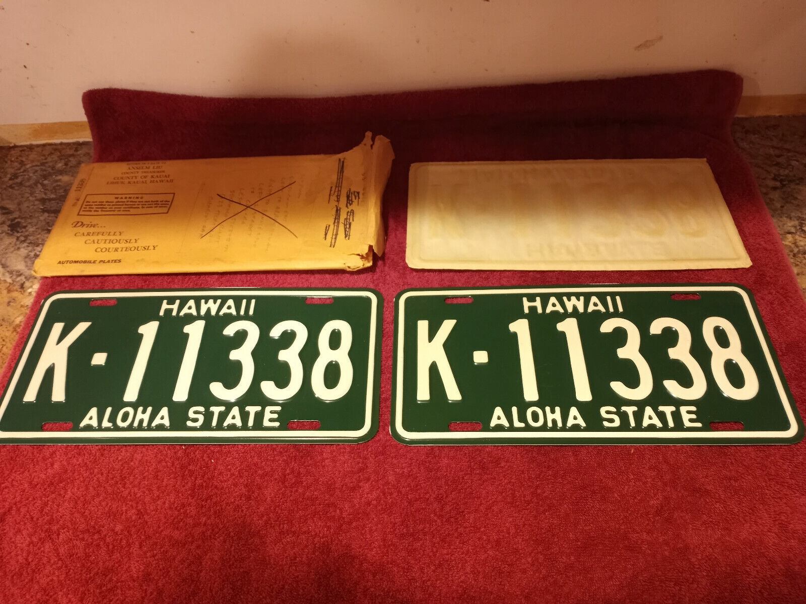 Vintage 1961-68 Hawaii License Plate Aloha State, Green K-11388 NOS 