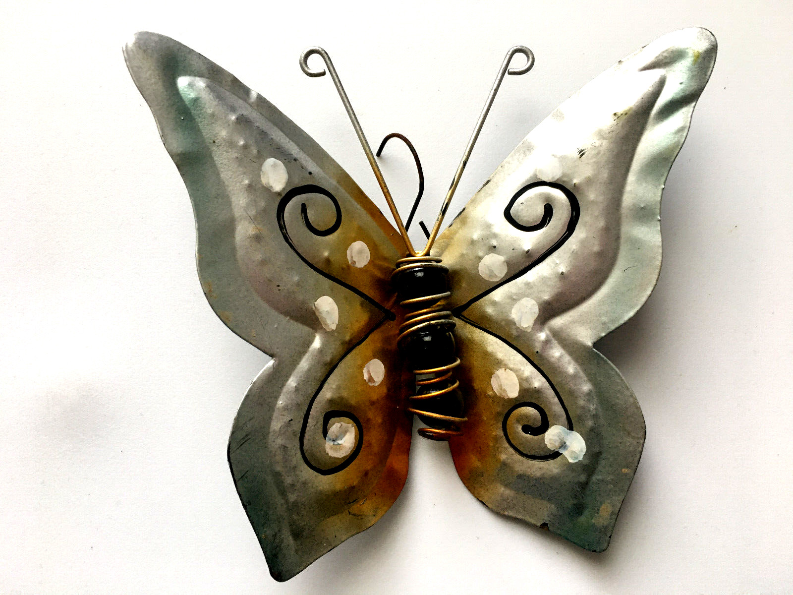 Butterfly hand painted metal wall art home decor Aluminum With Bead Detail 6\