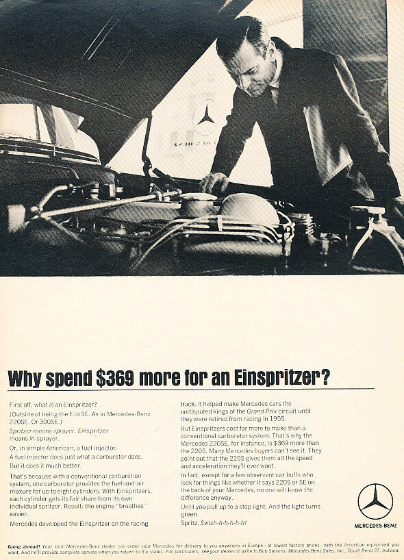 1964 Mercedes Benz Einspritzer - Spend - Classic Vintage Advertisement Ad D131
