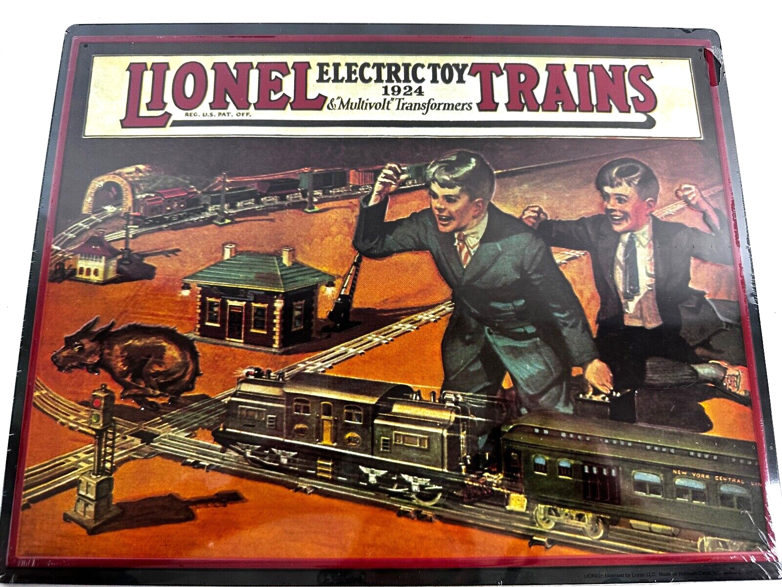 Vintage 1999 Lionel Train Metal / Tin Sign 1924 Picture / Hallmark New Sealed