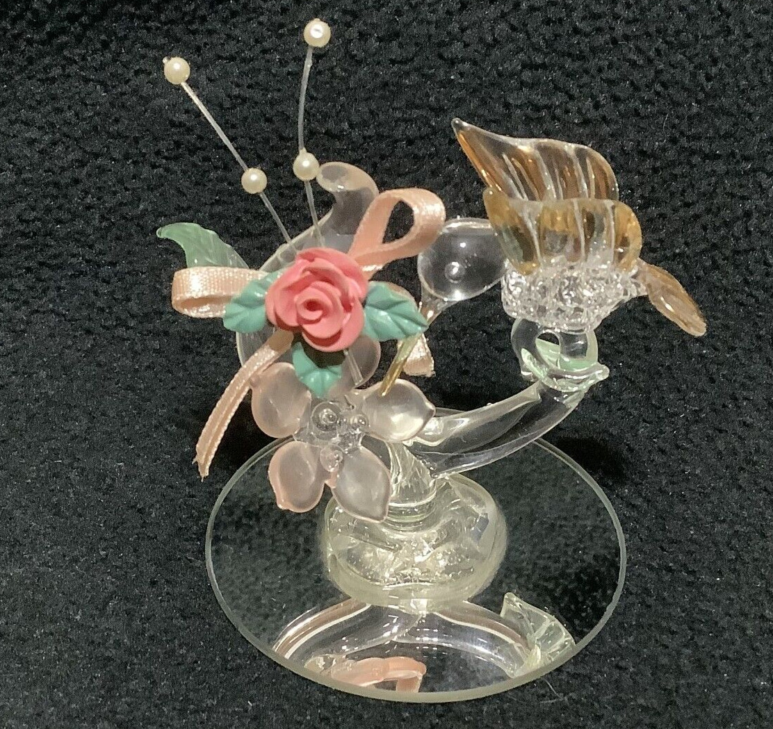 DURA-BEST Creations CRYSTAL & GLASS Handmade Hummingbird with Gold Accents