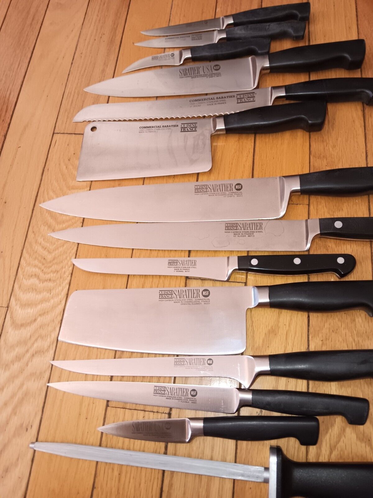 Vintage High Carbon Steel Commercial Chef  Sabatier Knife Set France