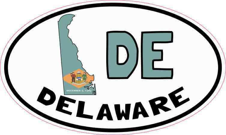 5X3 Oval DE Delaware Sticker Luggage Decal Car Truck Bumper Cup Tumbler Stickers