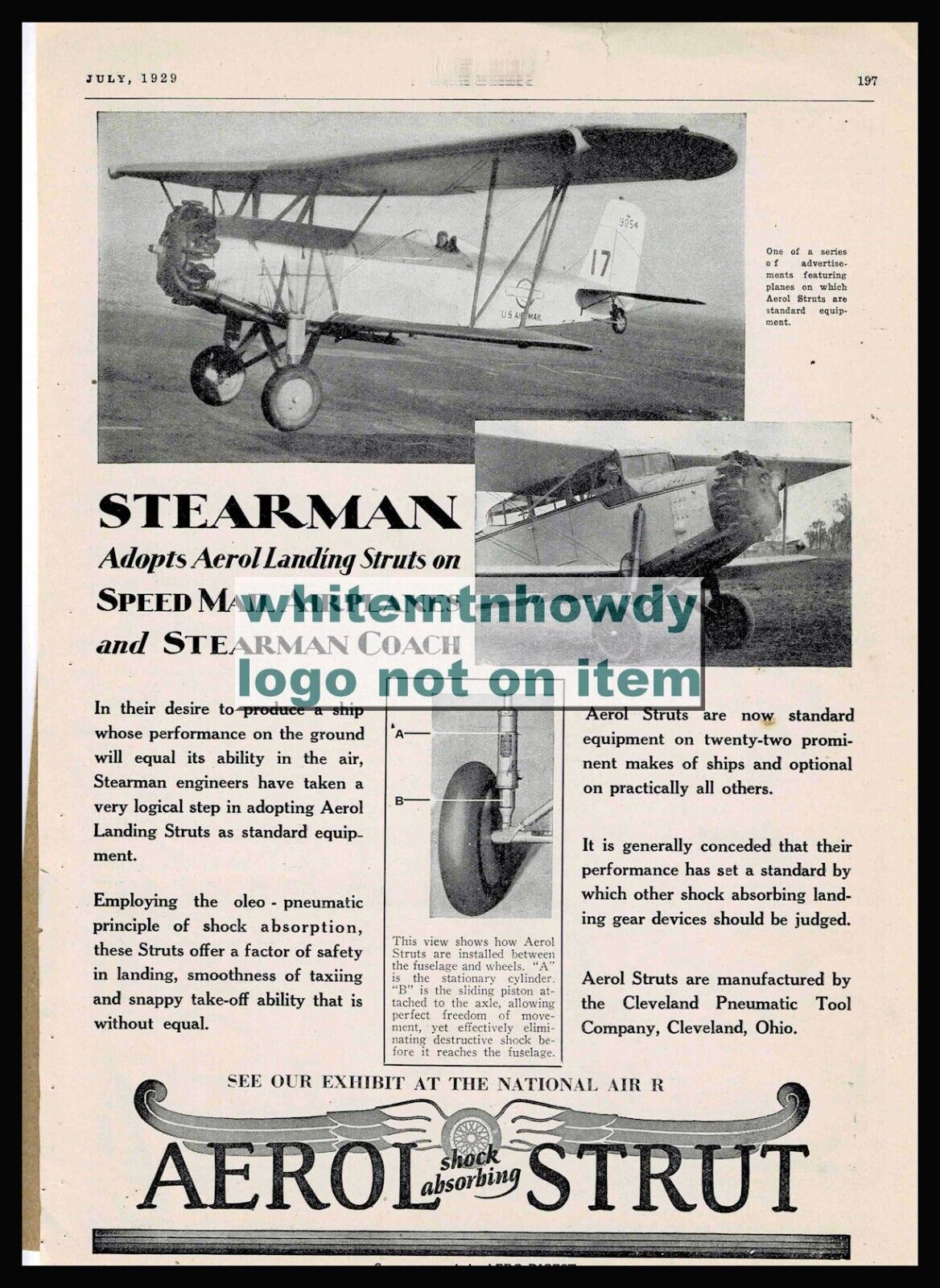 1929 STEARMAN Speedmail and Coach Vintage Planes Aviatin Aircraft Aero Strut AD