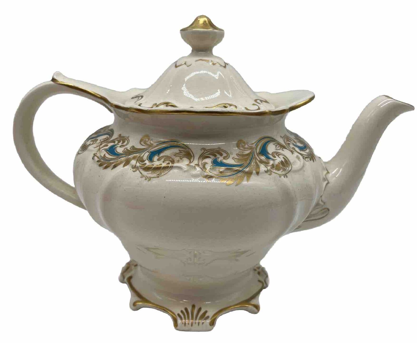 Vintage 1930s 1940s Sadler Porcelain Footed Teapot Gold Trim England Rare