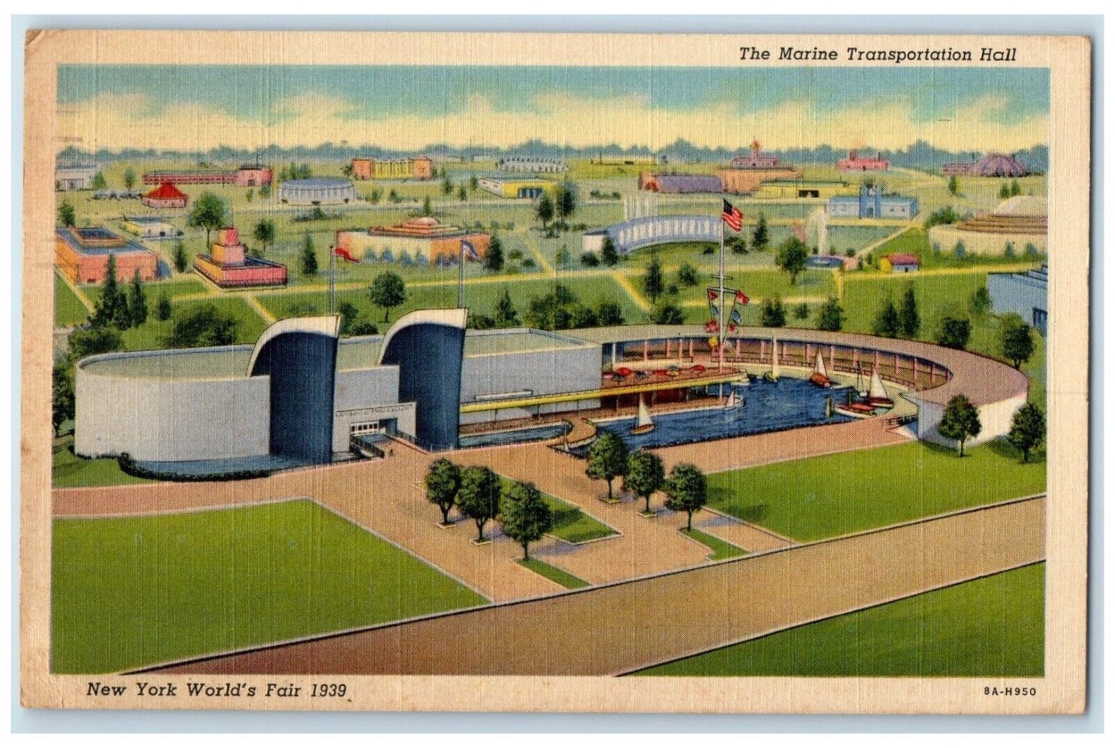 1939 The Marine Transportation Hall New York World\'s Fair Brooklyn NY Postcard