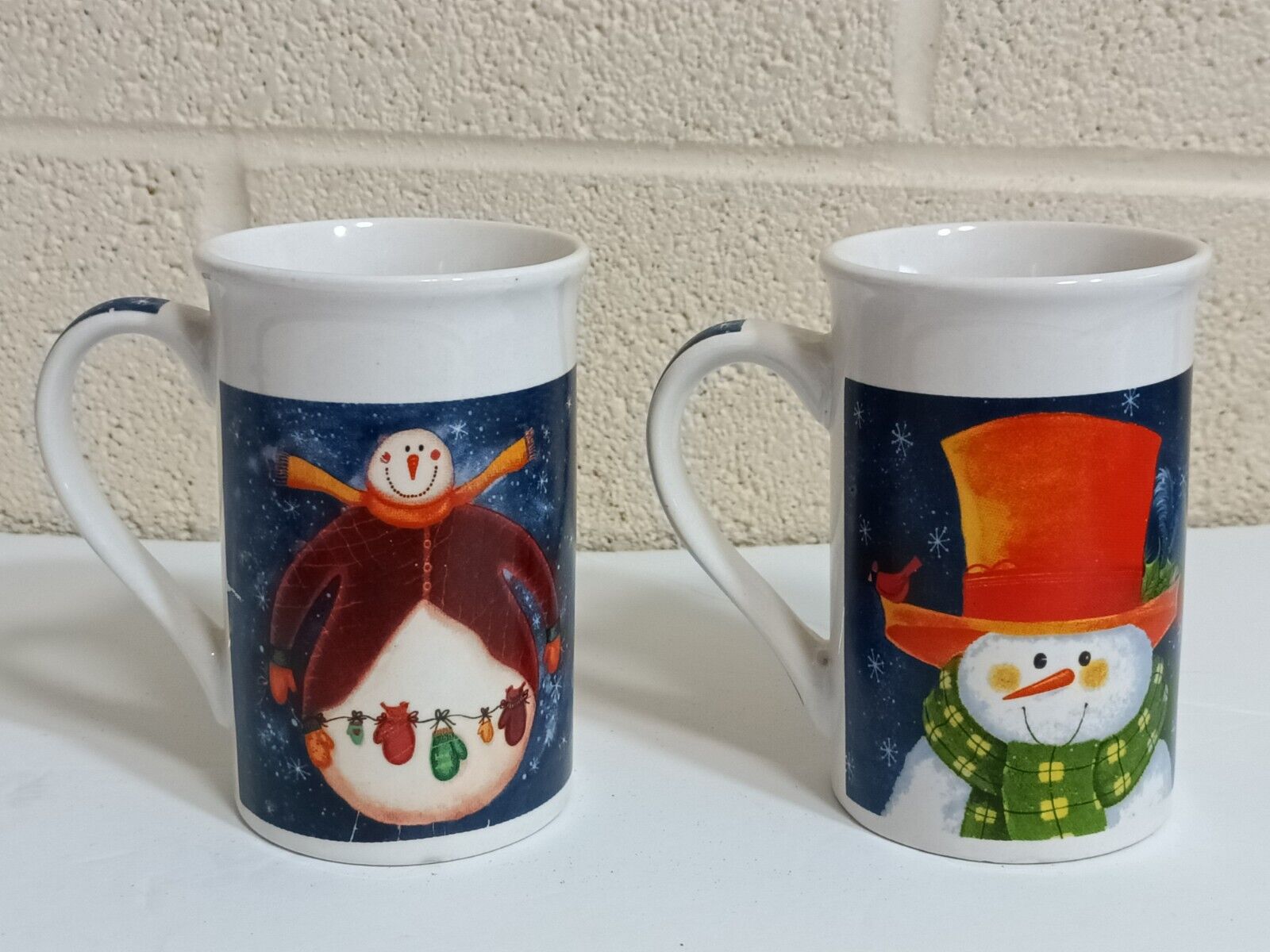 Royal Norfolk Snowman Themed Coffee Mugs - Set of 2