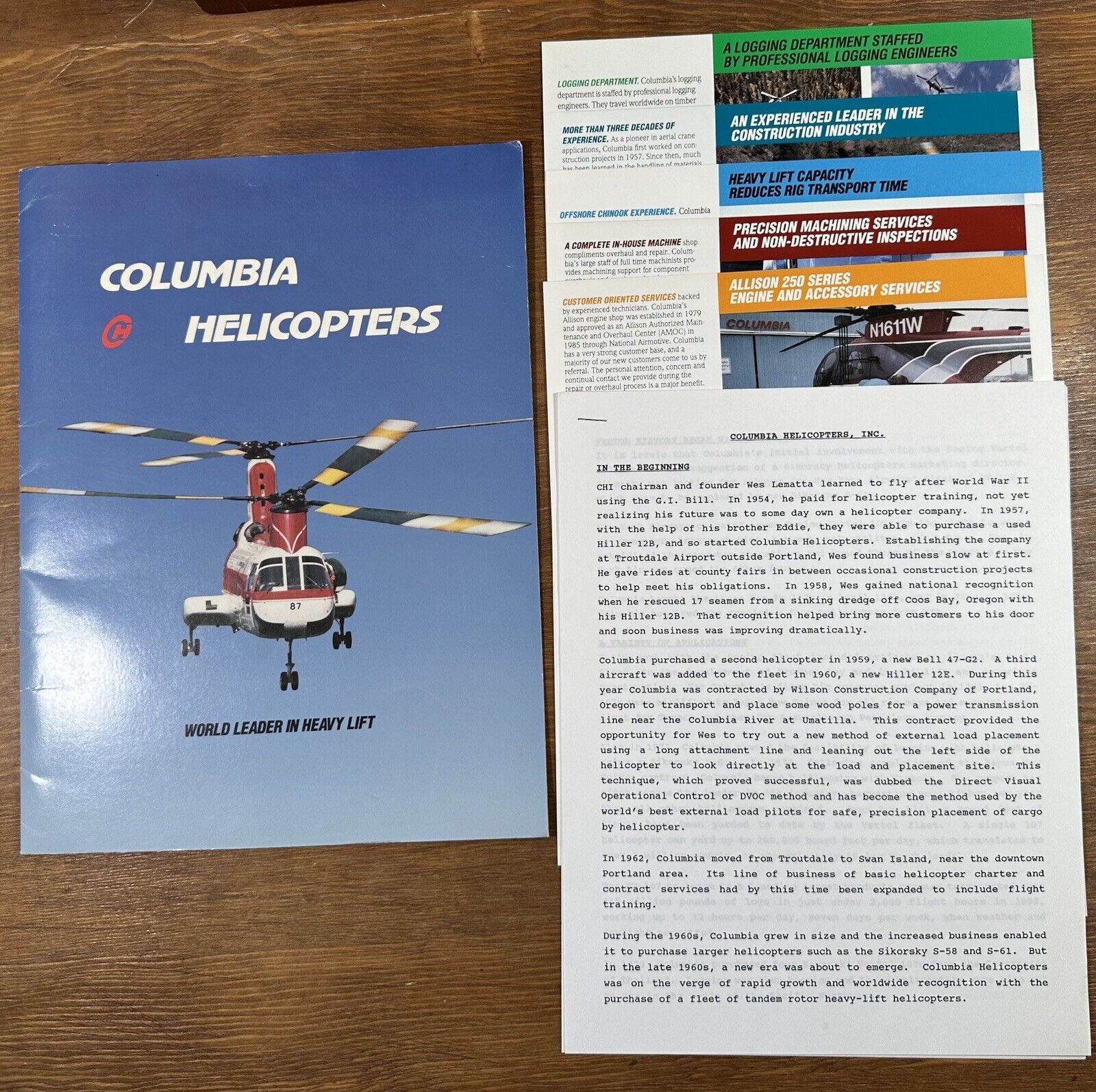 Vintage 1990s Columbia Helicopter Boeing Vertol Advertising Folder Brochures
