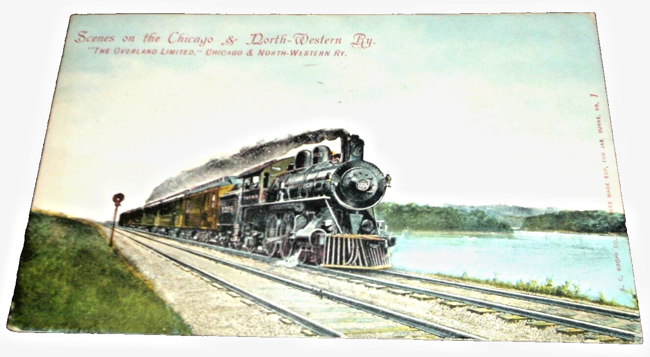 1908 C&NW CHICAGO & NORTH WESTERN OVERLAND LIMITED POST CARD