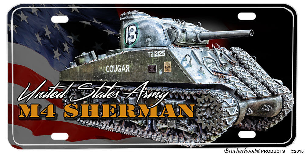 United States Army M4 Sherman Tank Aluminum License Plate