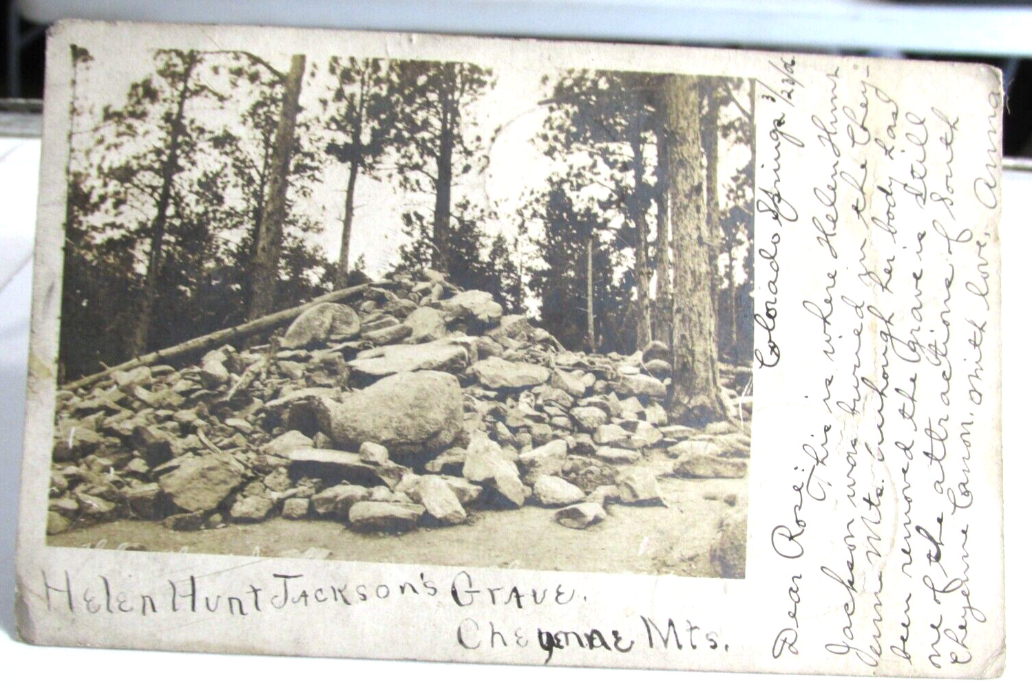 1906 Colorado Springs Colorado Co RPPC Postcard of Helen Hunt Jackson's Grave