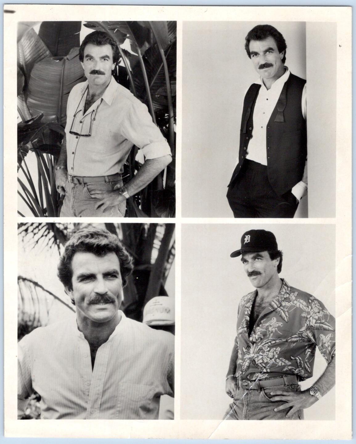 1980\'s MAGNUM P.I. TOM SELLECK 8x10 GLOSSY PRESS PHOTO CBS STUDIOS 4 POSES B&W