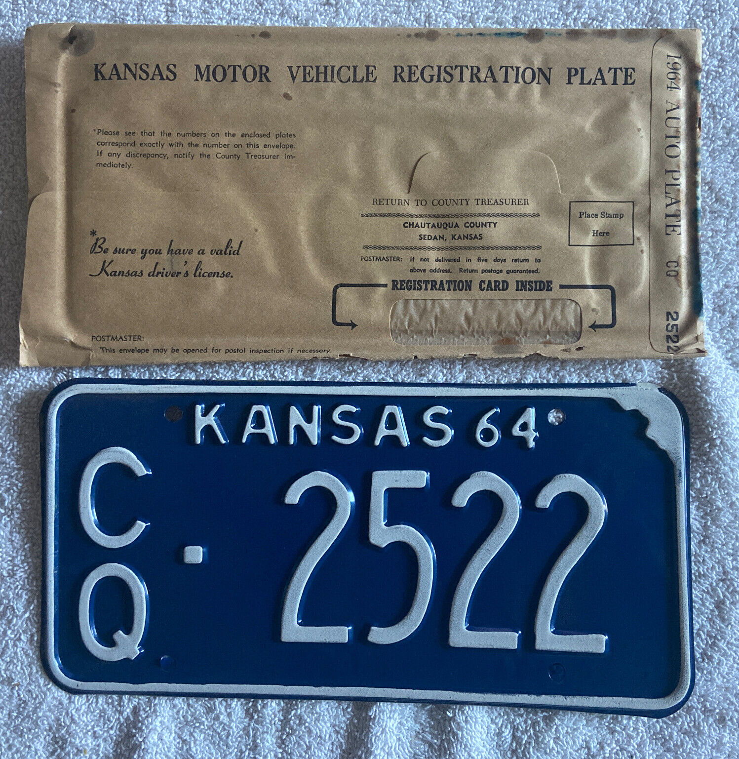 NOS 1964  KANSAS  LICENSE PLATE See My Other Plates