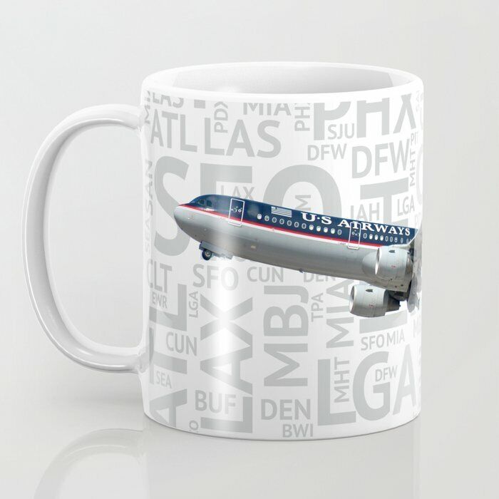 US Airways A321with airport codes - Coffee Mug (11oz)