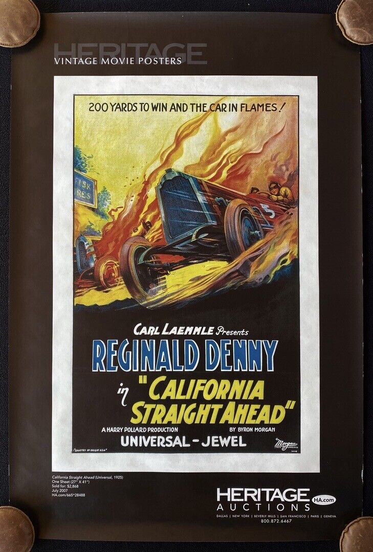 California Straight Ahead Movie Heritage Vintage Movie Auction Poster