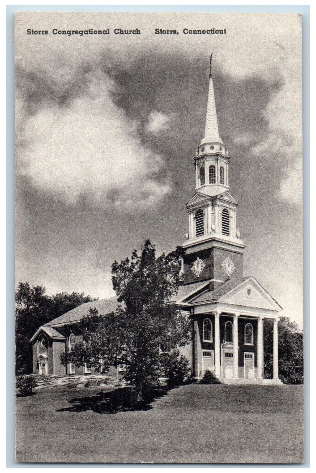 Storrs Connecticut Postcard Storrs Congregational Church c1939 Vintage Antique
