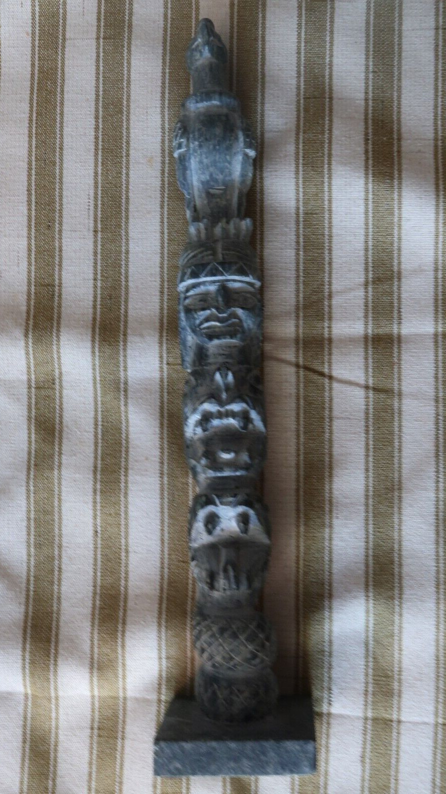 Vintage Northwest Coast Carved Soapstone Totem Pole 12.5\