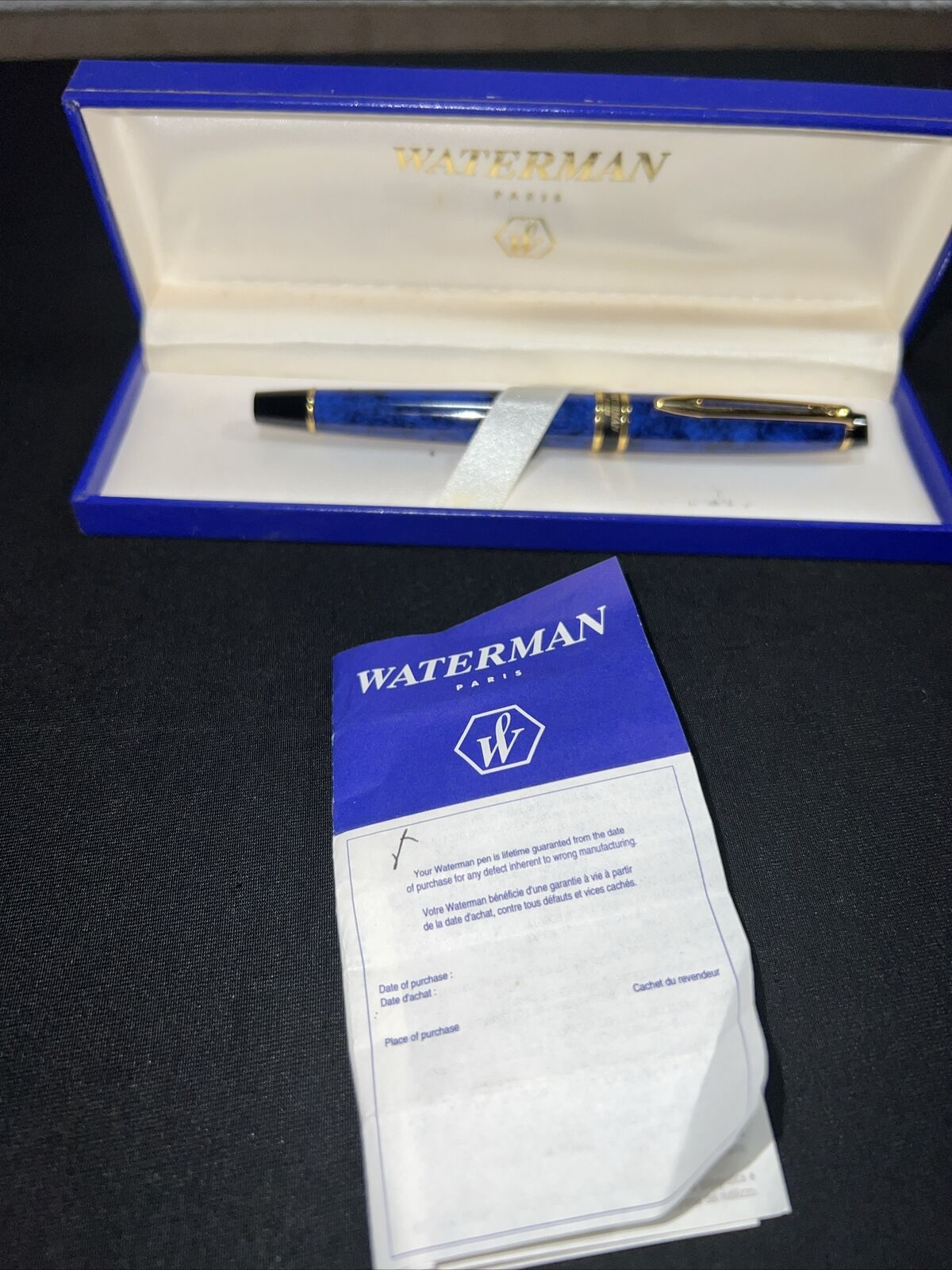 Waterman Paris  ballpoint Pen Blue Marble In Box