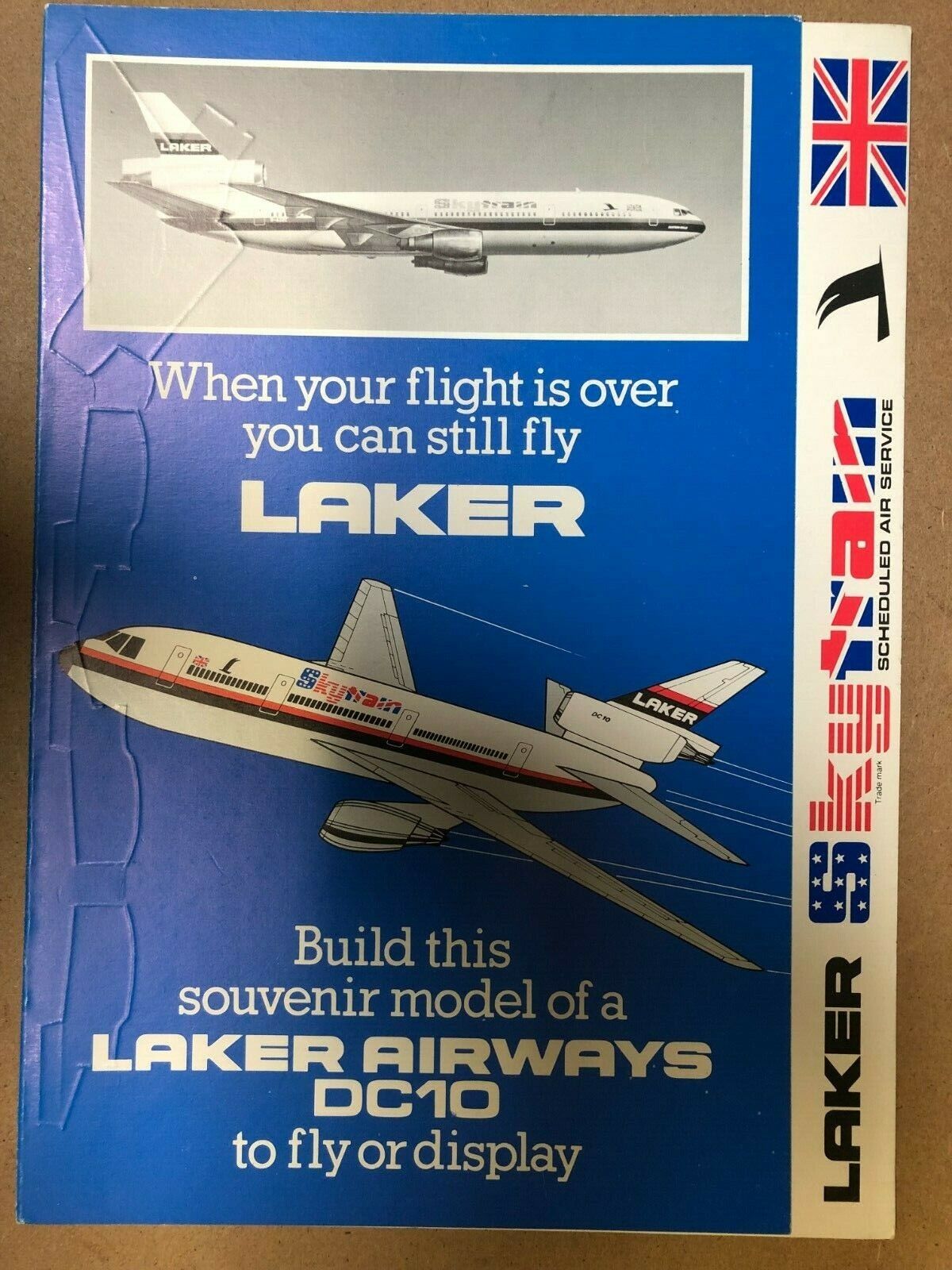 LAKER AIRWAYS DC10 SKYTRAIN VINTAGE CUT-OUT PAPER AEROPLANE
