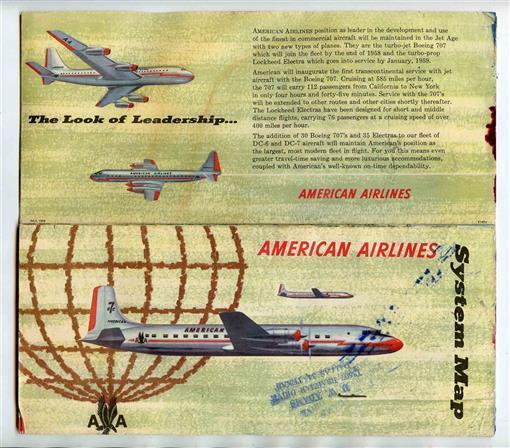 American Airlines System Map 1950\'s