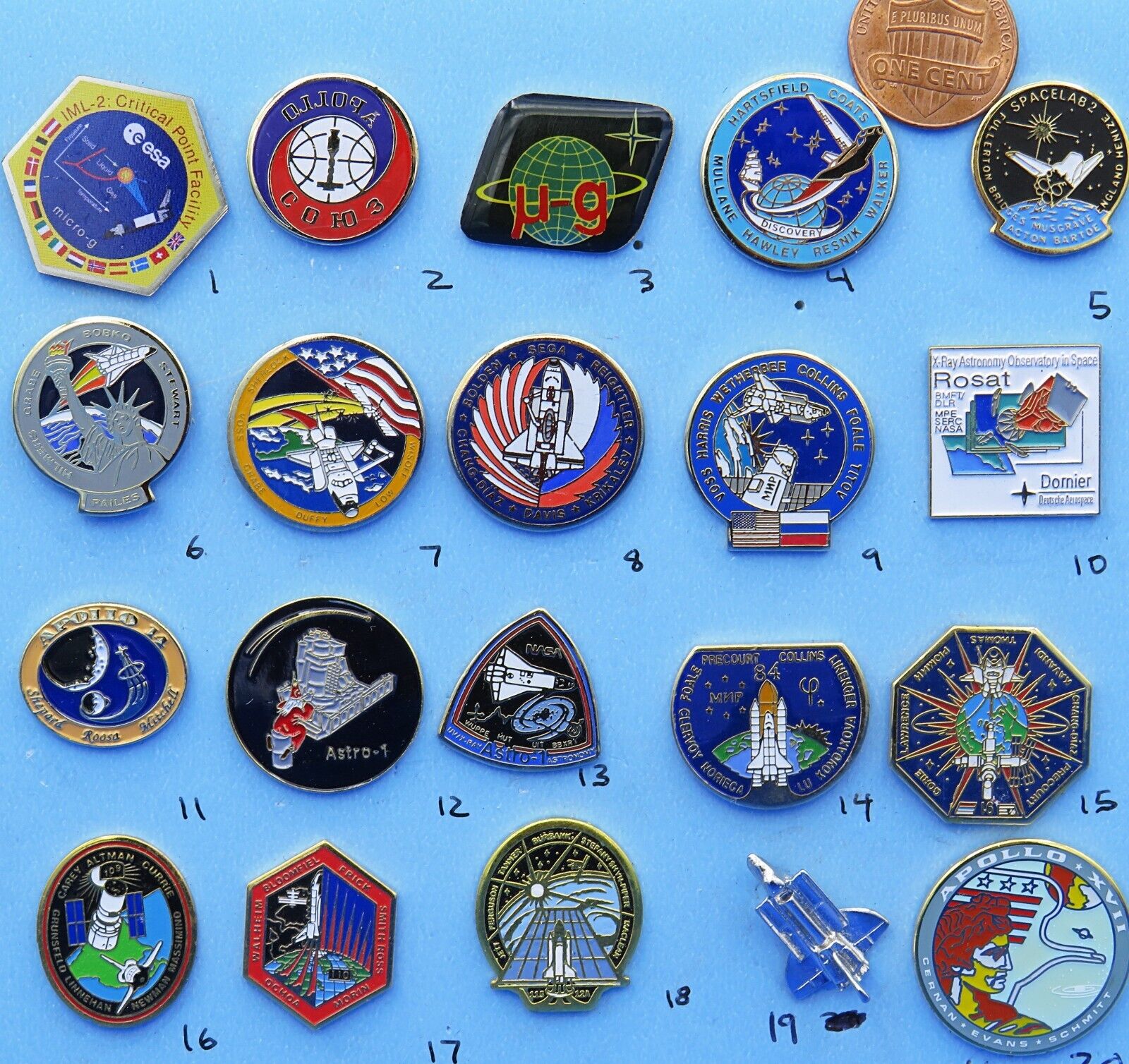 NASA enamel PIN lot of 20 - vtg ISS Space Shuttle Station Apollo Soyuz - Group B