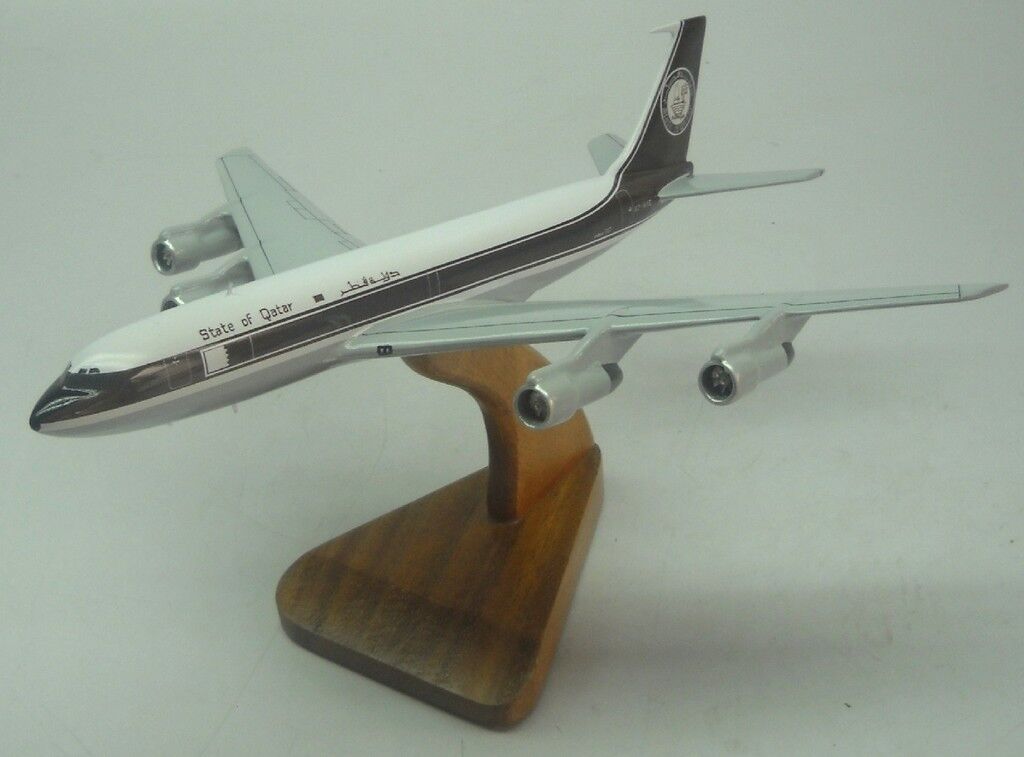 B-707 State of Qatar Boeing B707-300 Airplane Desktop Wood Model Small New
