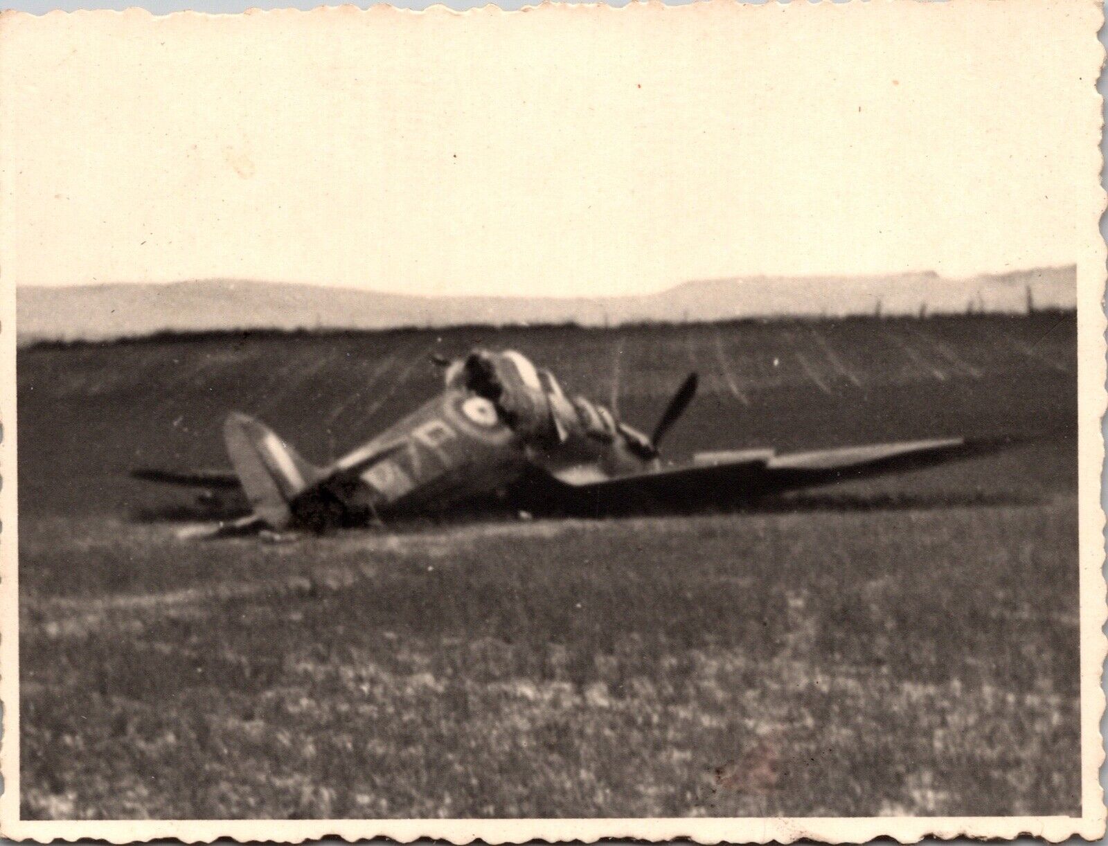 Vtg Found Photo World War 2 Crashed Fighter Plane US UK RAF AAF Military Europe