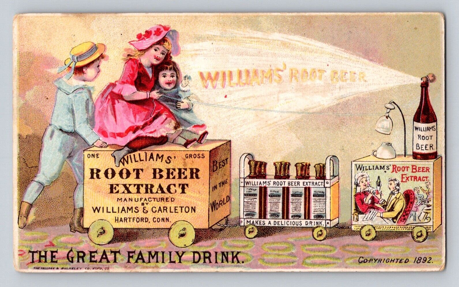 1892 Williams Root Beer Extract Children Play Train P547