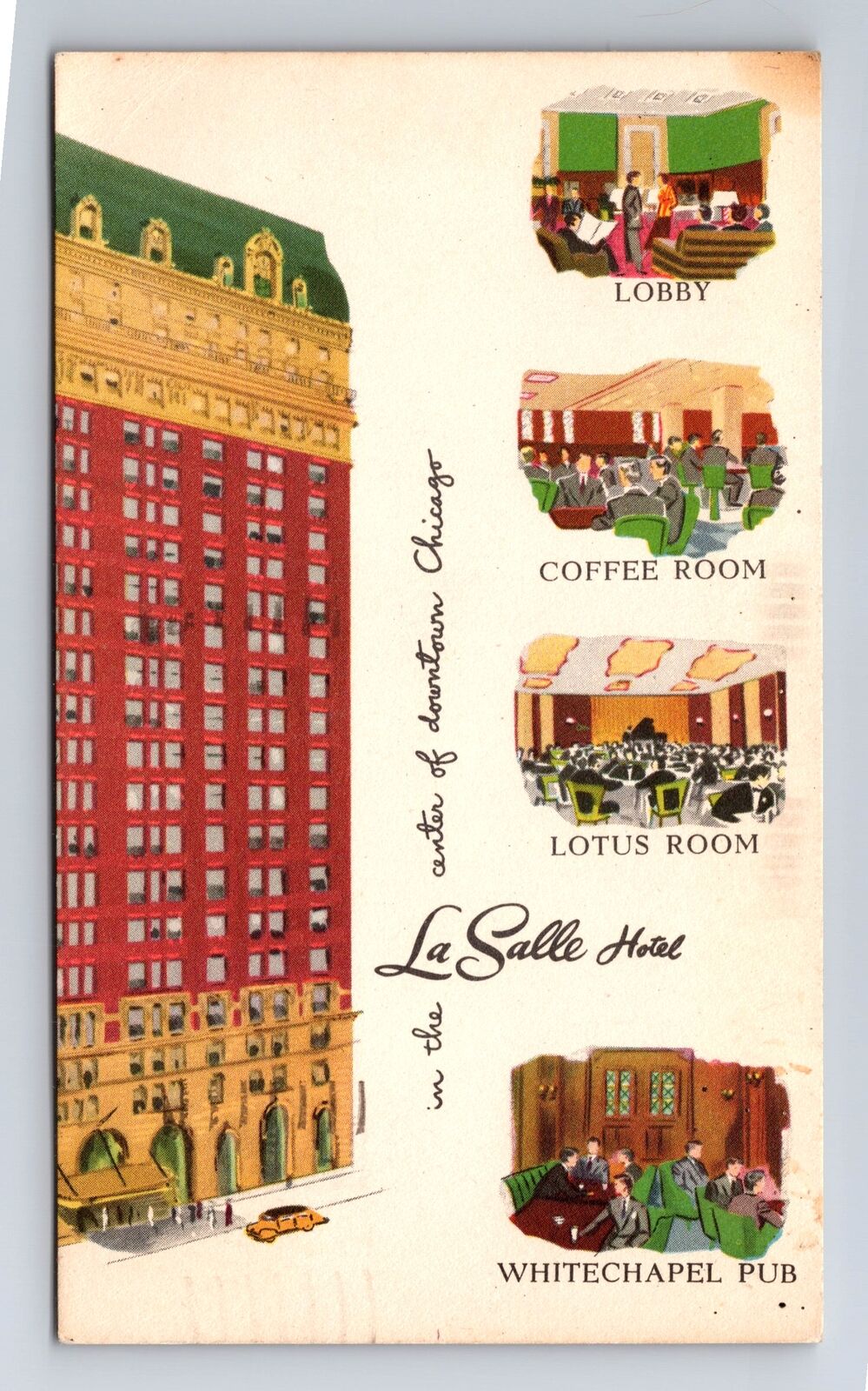 Chicago IL- Illinois, La Salle Hotel, Advertisement, Vintage c1951 Postcard