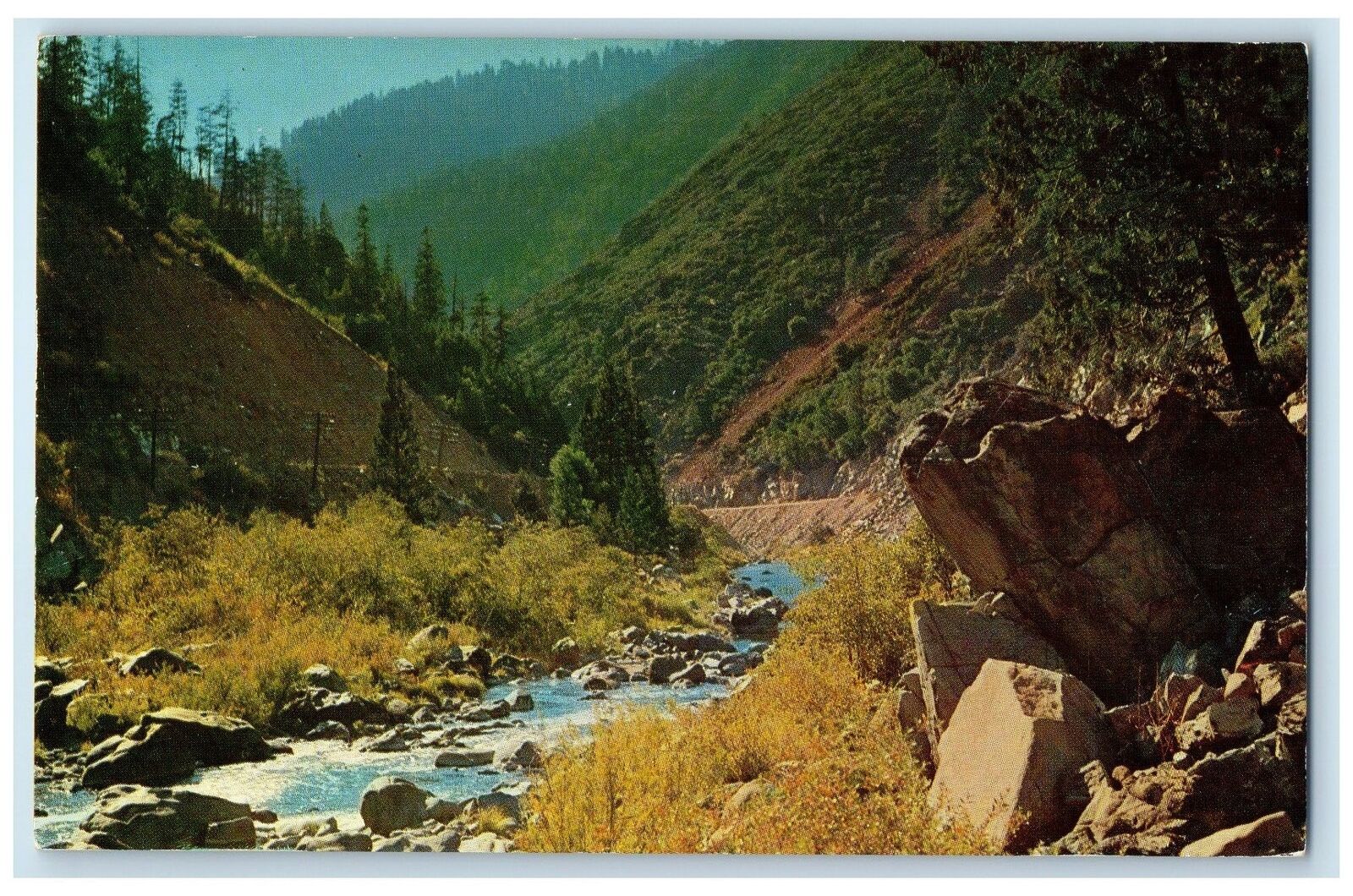 c1950's The Feather River Canyon Hills Mountains California CA Unposted Postcard