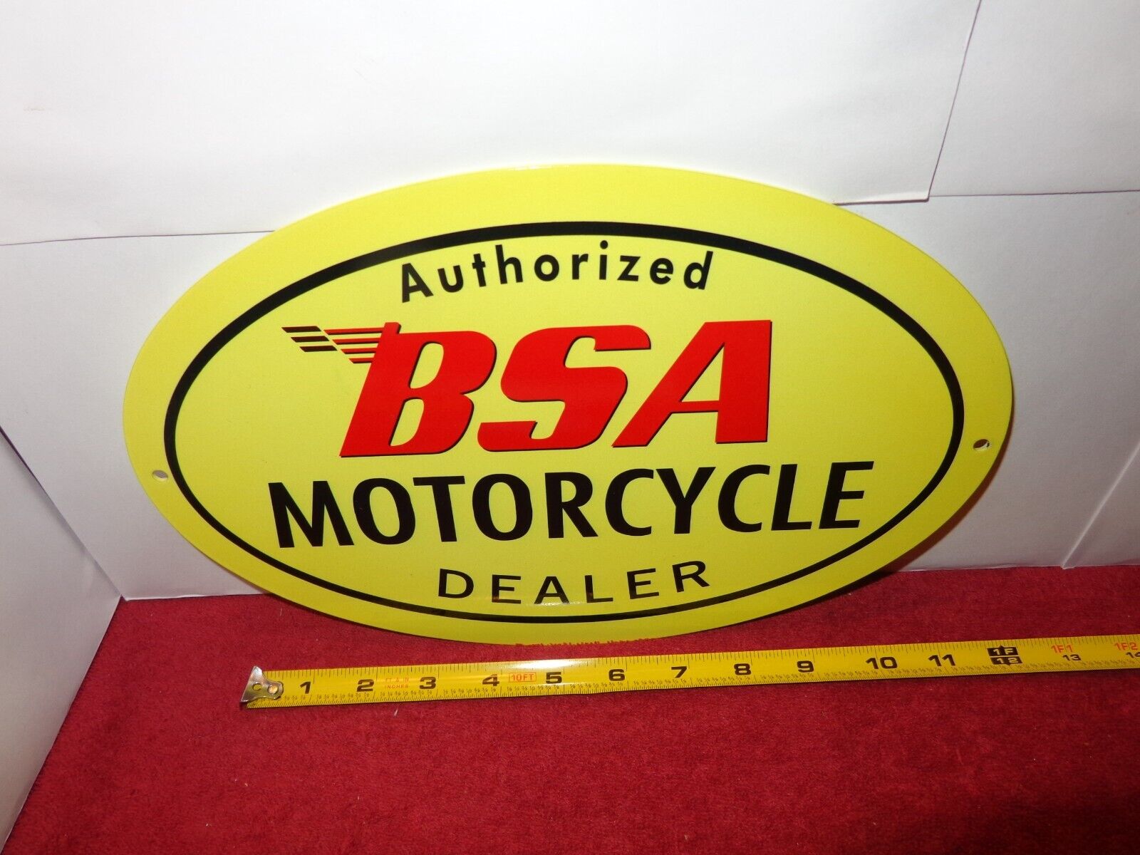 12 x 8 in AUTHORIZED BSA MOTORCYCLE DEALER ADVERTISING SIGN DIE CUT METAL #Z 254