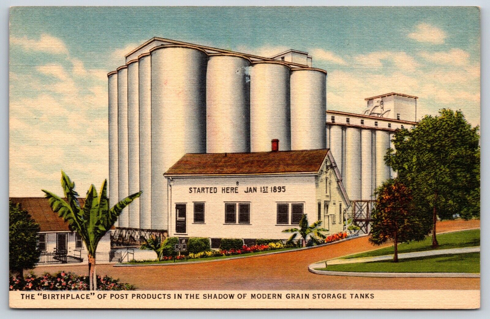 Postcard Birthplace Of Post Products Grain Storage Bins Battle Creek MI Unposted