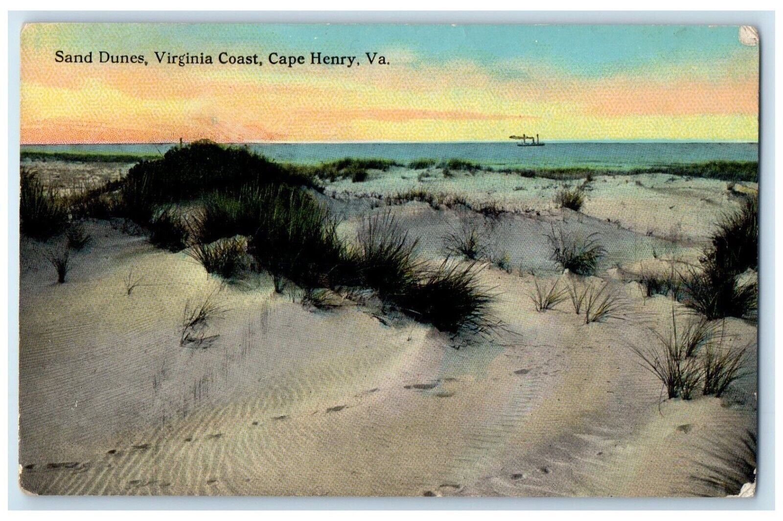1913 Sand Dunes Virginia Coast Beach Sea Cape Henry Virginia VA Vintage Postcard