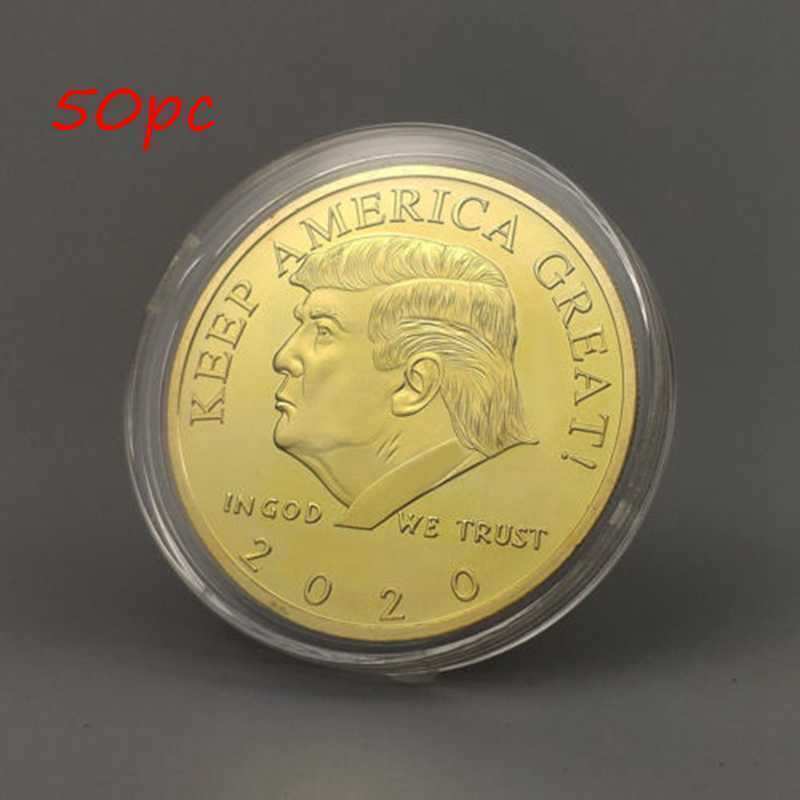 50pc Trump 2020 Gold Plated Commemorative Coin Keep America Great Gift