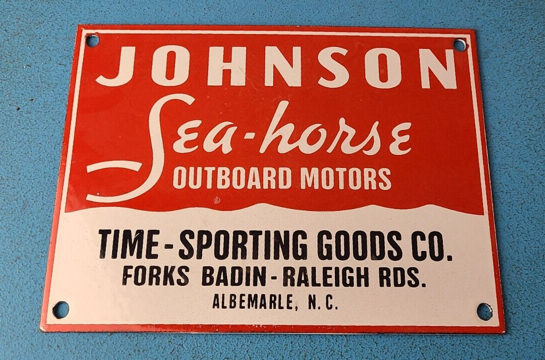Vintage Johnson Sea-horse Sign - Outboards Gas Boat Engines Porcelain Pump Sign