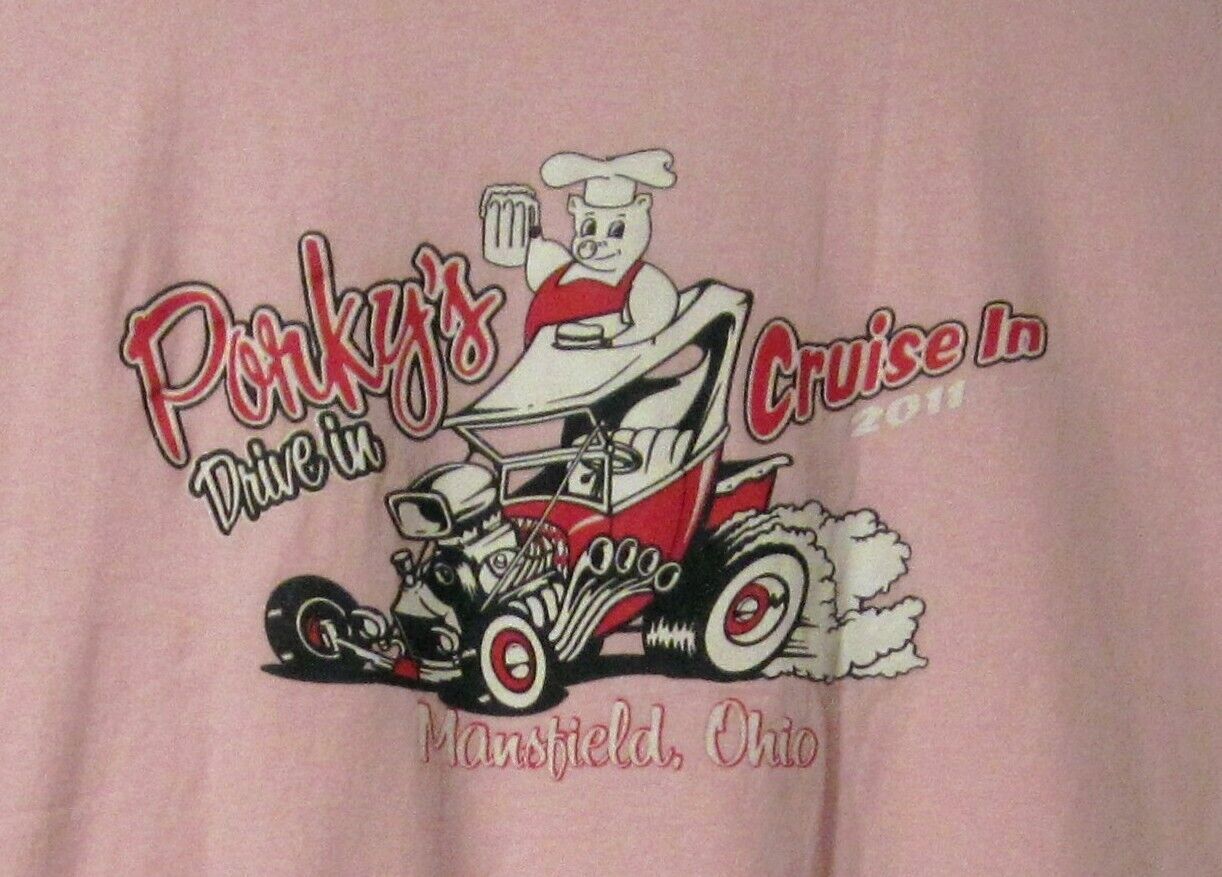 Porkys Drive In Hot Rod Pig 2011 Mansfield Ohio Cruise In T Shirt Size 2 XL