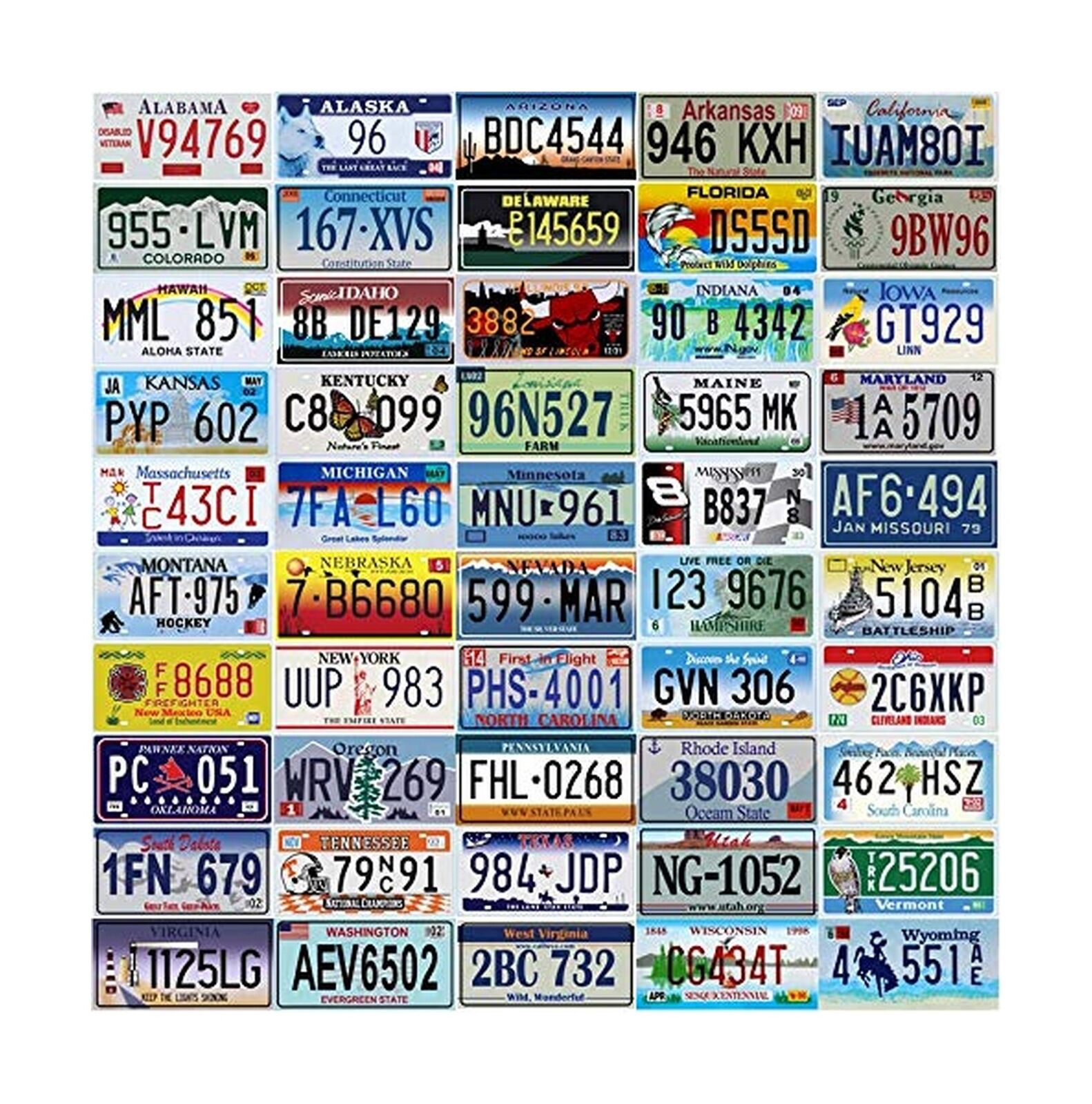 - 50 US States License Plates Set - Replica of Real USA Metal USA car Plates