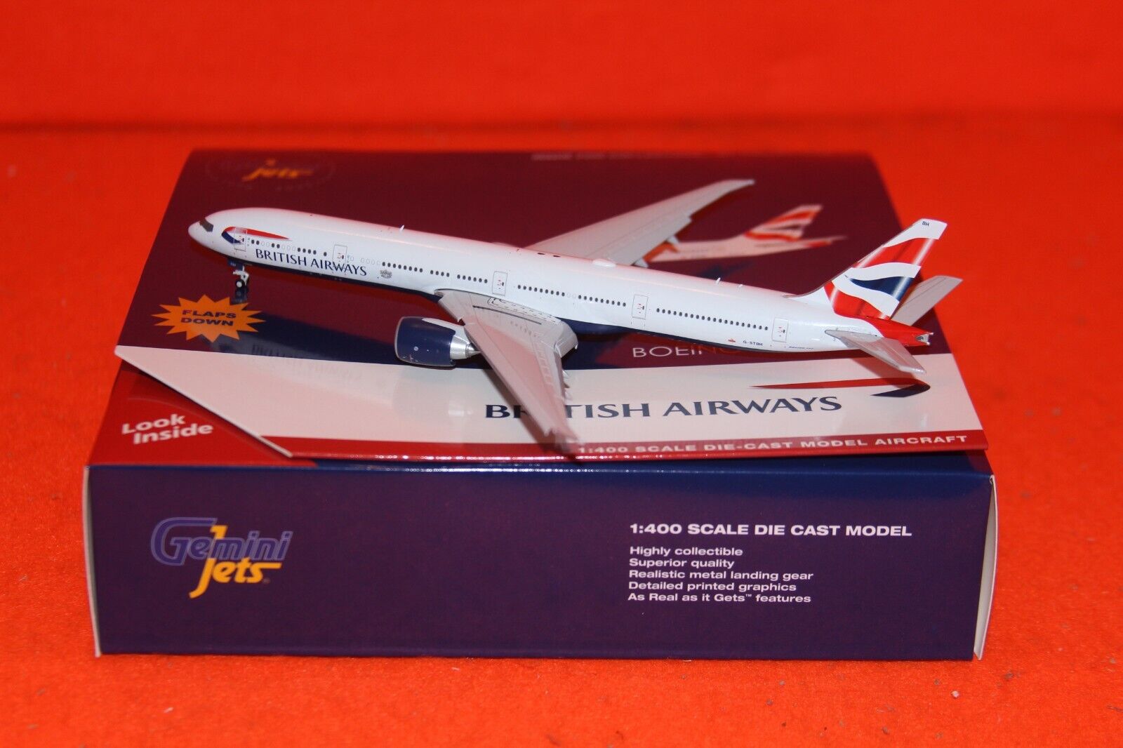 GEMINI JETS GJ2118F BRITISH AIRWAYS BOEING 777-300ER FLAPS DOWN  G-STBH 1-400 SC
